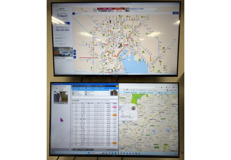 渋滞情報モニターも設置。運行前に状況を把握できるようにしており、効率的な配送を行えます。  